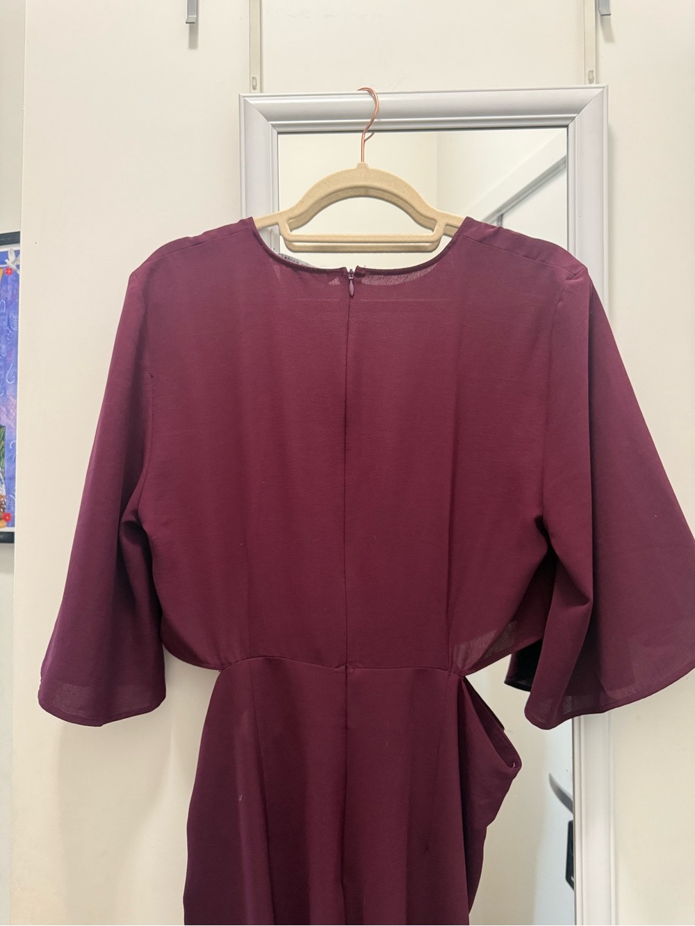 Zara EWomen's Twist-Front Cut-Out Jumpsuit  in Burgundy - Picture 3 of 6